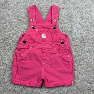 Carhartt Pink Shortalls‎ Overalls Baby Girl Size 9 Months Cotton